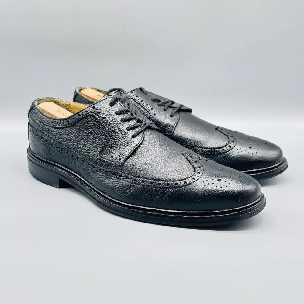 Cole Haan Shoes Mens 11.5 Black Leather Williams Longwing Brogue Wingtip Derby